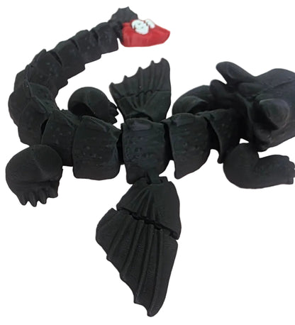 Articulated Midnight Dragon Fidget Toy – 3D Printed Flexible Fantasy Desk Companion