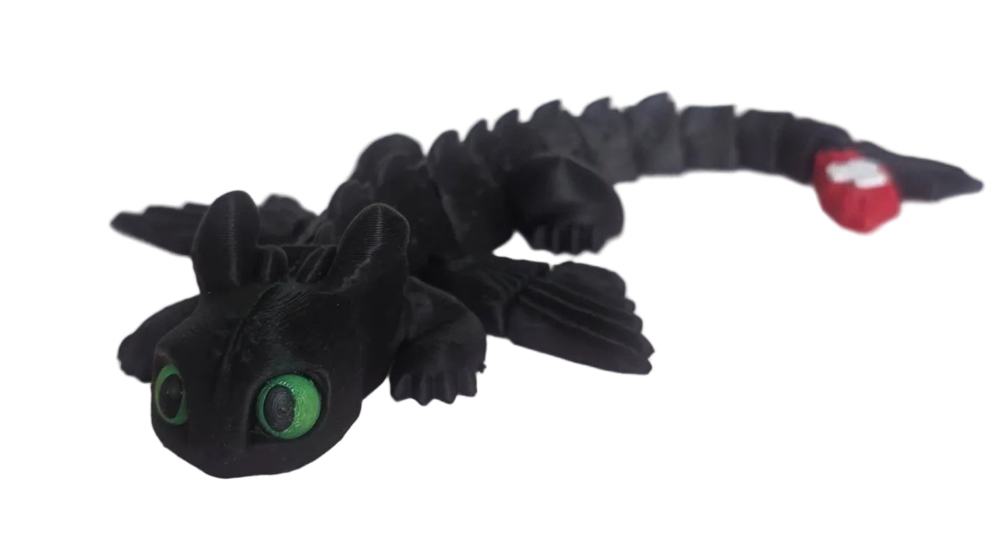 Articulated Midnight Dragon Fidget Toy – 3D Printed Flexible Fantasy Desk Companion