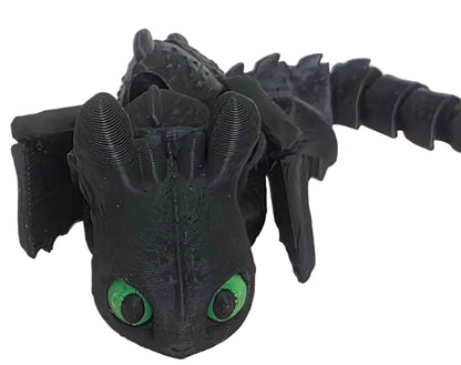 Articulated Midnight Dragon Fidget Toy – 3D Printed Flexible Fantasy Desk Companion